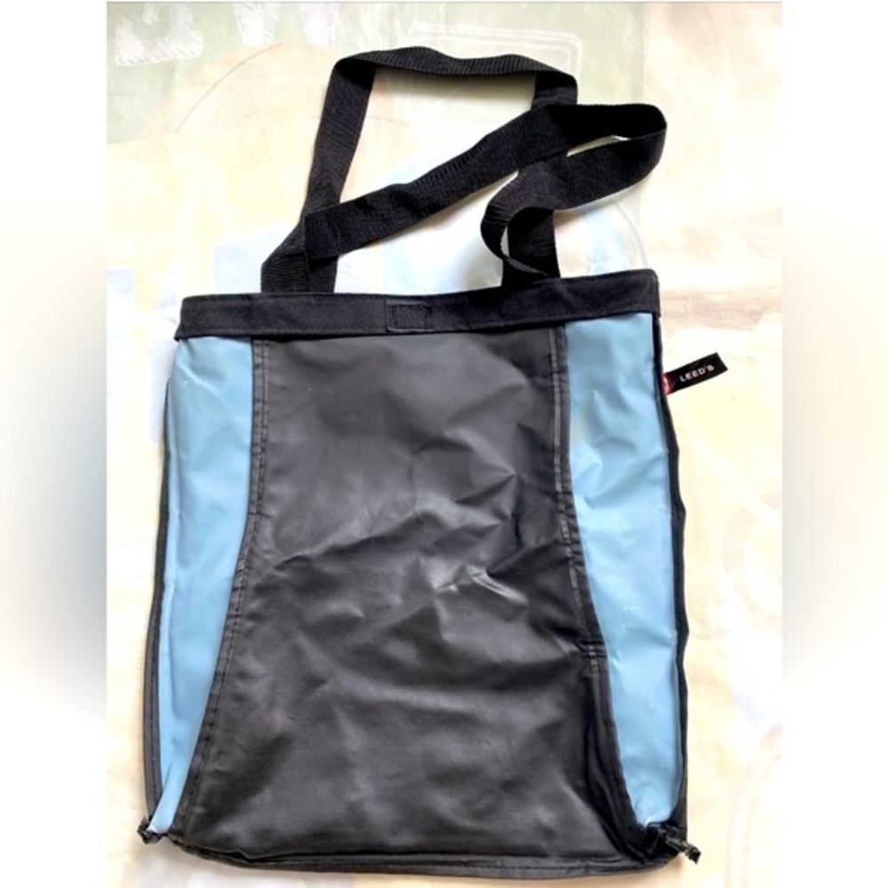 Leeds Tote Canvas Bag Black &  Blue RARE New 14.5" X15.5" - Picture 5 of 9